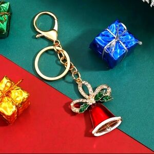 Sparkling Rhinestone Enamel Christmas Bell 🔔 Drop Pendant Keychain/Bag Charm